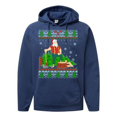 Christmas Lumber Santa Claus Performance Fleece Hoodie