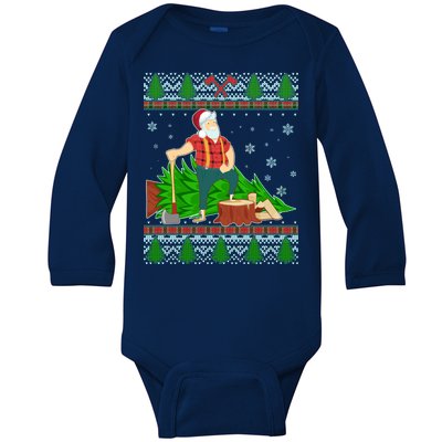 Christmas Lumber Santa Claus Baby Long Sleeve Bodysuit