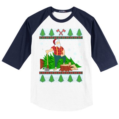 Christmas Lumber Santa Claus Baseball Sleeve Shirt