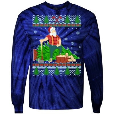 Christmas Lumber Santa Claus Tie-Dye Long Sleeve Shirt