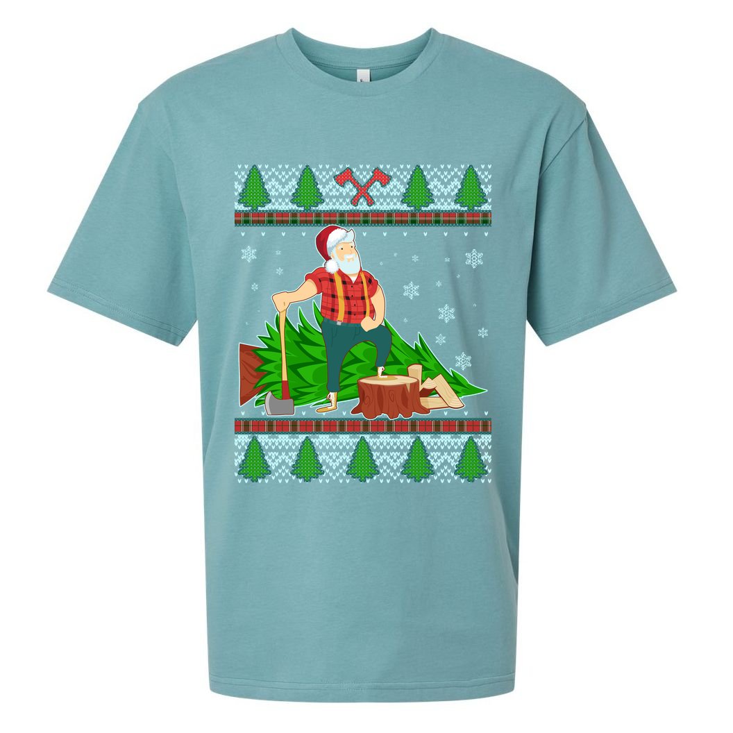 Christmas Lumber Santa Claus Sueded Cloud Jersey T-Shirt