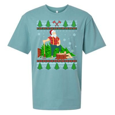 Christmas Lumber Santa Claus Sueded Cloud Jersey T-Shirt