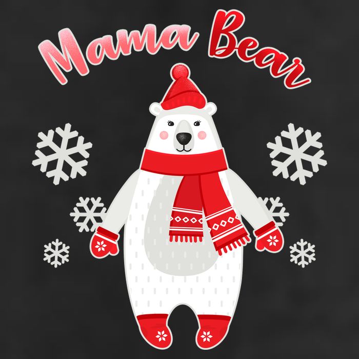 Christmas Mama Bear 7 Panel Mesh Trucker Snapback Hat