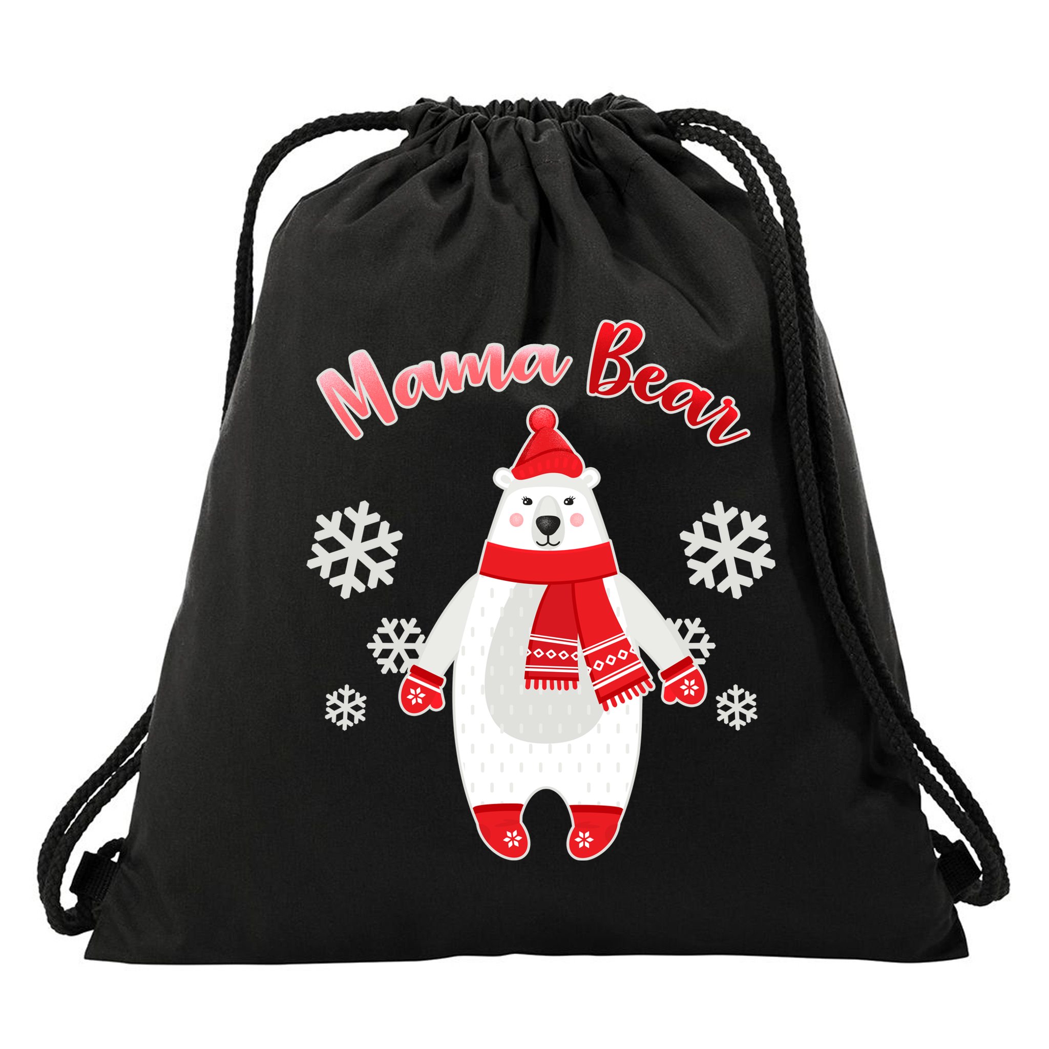 Christmas Mama Bear Drawstring Bag