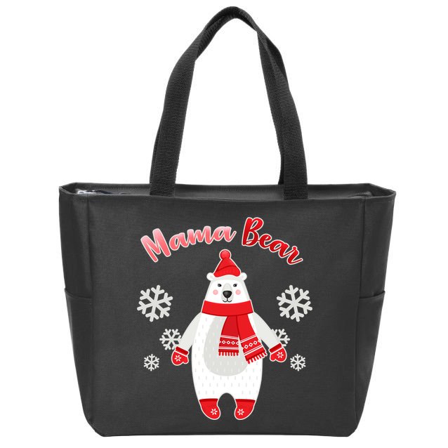 Christmas Mama Bear Zip Tote Bag