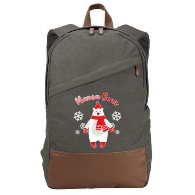 Christmas Mama Bear Cotton Canvas Backpack