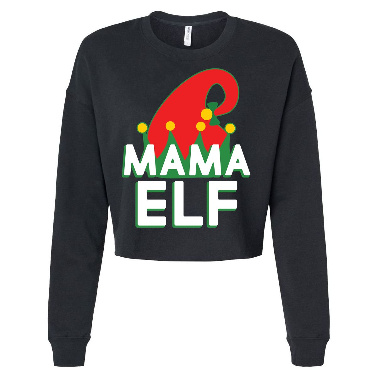 Christmas: Mama Elf Cropped Pullover Crew