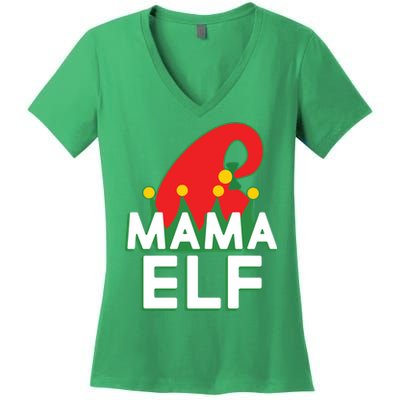 Christmas: Mama Elf Women's V-Neck T-Shirt