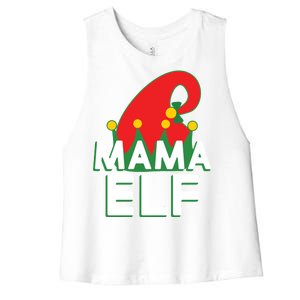 Christmas: Mama Elf Women's Racerback Cropped Tank