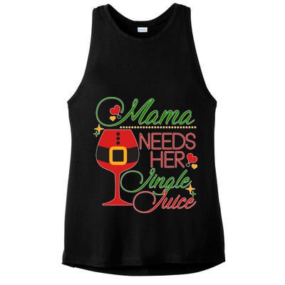 Christmas Mama Needs Her Jingle Juice Wine Ladies PosiCharge Tri-Blend Wicking Tank