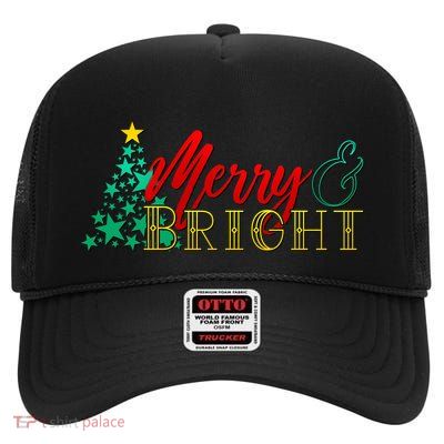 Christmas Merry & Bright High Crown Mesh Back Trucker Hat