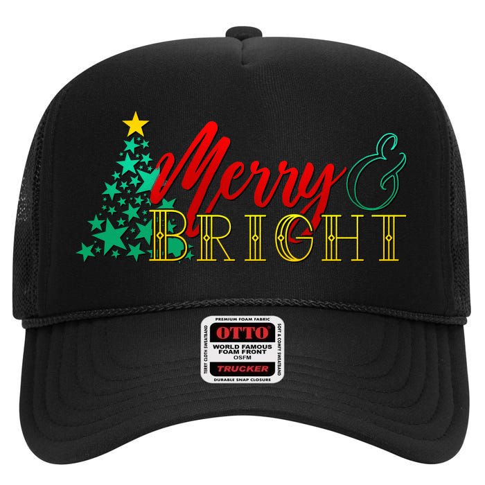 Christmas Merry & Bright High Crown Mesh Back Trucker Hat