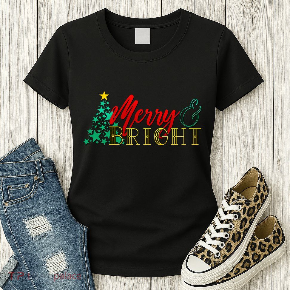 Christmas Merry & Bright Womens T-Shirt