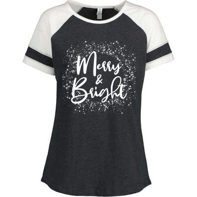 Christmas Merry and Bright Enza Ladies Jersey Colorblock Tee