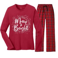 Christmas Merry and Bright Women's Long Sleeve Flannel Pajama Set 