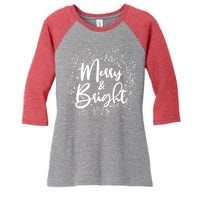 Christmas Merry and Bright Women's Tri-Blend 3/4-Sleeve Raglan Shirt