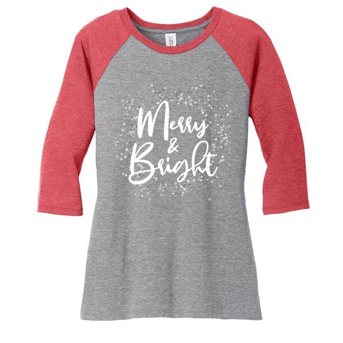 Christmas Merry and Bright Women's Tri-Blend 3/4-Sleeve Raglan Shirt