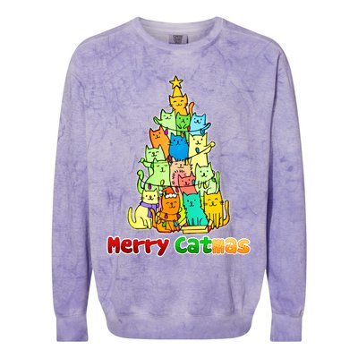 Christmas Merry Catmas Tree Colorblast Crewneck Sweatshirt