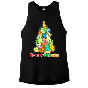 Christmas Merry Catmas Tree Ladies PosiCharge Tri-Blend Wicking Tank