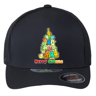 Christmas Merry Catmas Tree Flexfit Unipanel Trucker Cap
