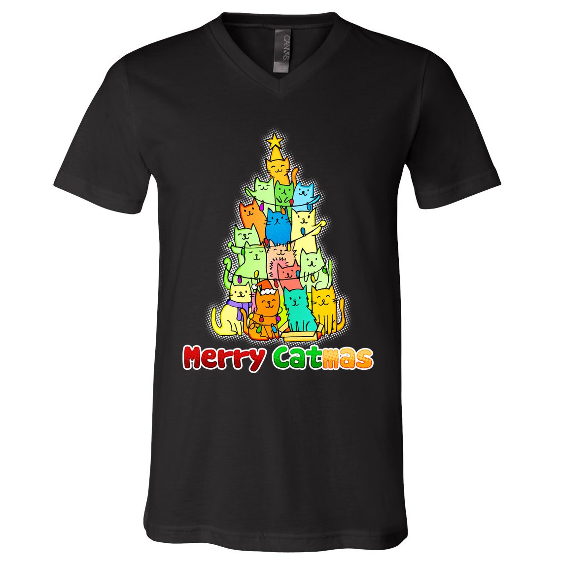 Christmas Merry Catmas Tree V-Neck T-Shirt