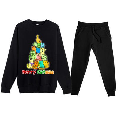 Christmas Merry Catmas Tree Premium Crewneck Sweatsuit Set