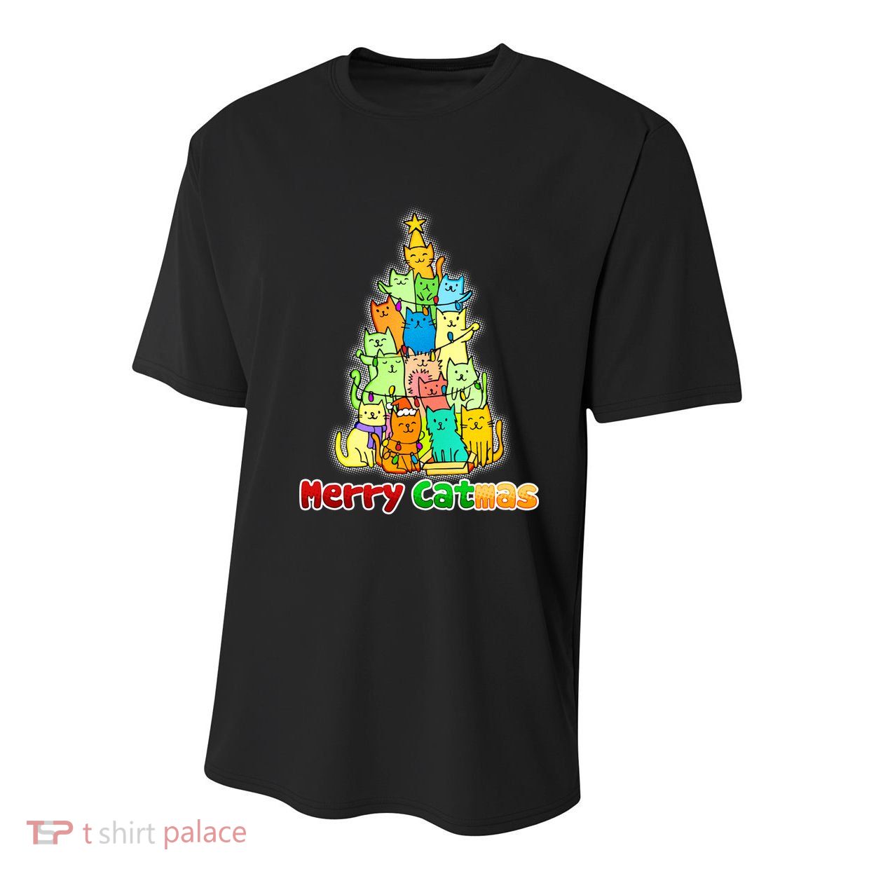 Christmas Merry Catmas Tree Youth Performance Sprint T-Shirt