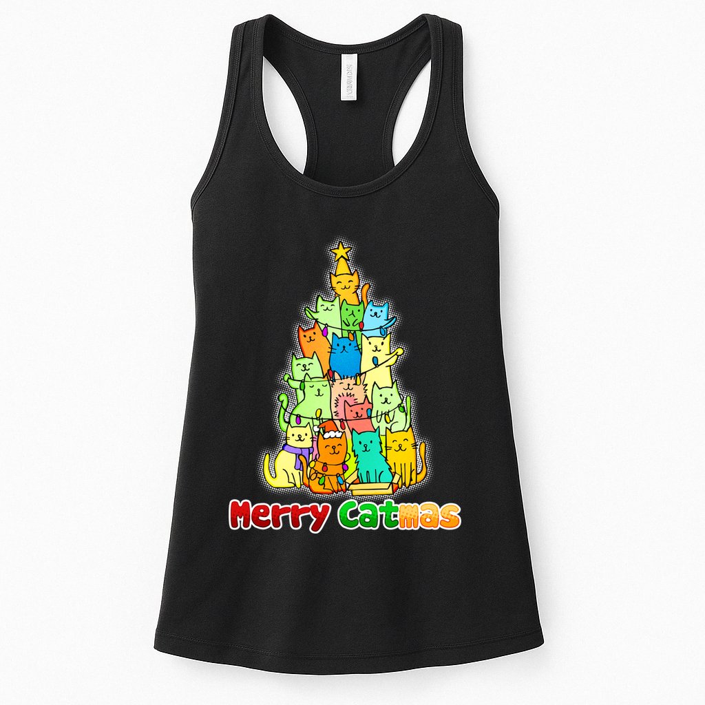Christmas Merry Catmas Tree Womens Tank Top