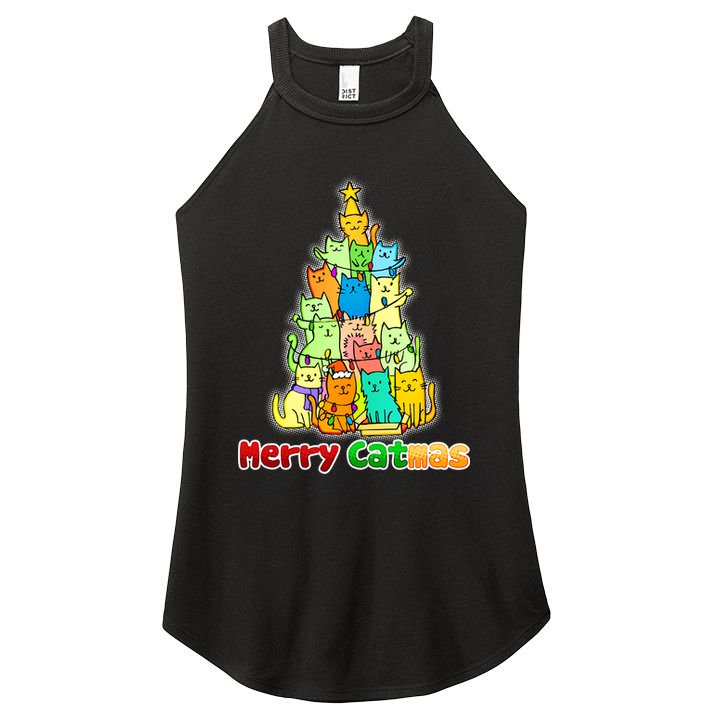 Christmas Merry Catmas Tree Women's Perfect Tri Rocker Tank