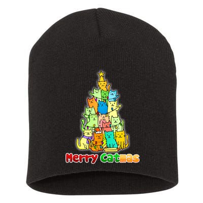 Christmas Merry Catmas Tree Short Acrylic Beanie