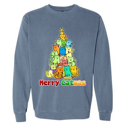 Christmas Merry Catmas Tree Garment-Dyed Sweatshirt