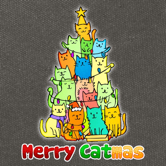 Christmas Merry Catmas Tree Cotton Canvas Backpack