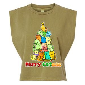 Christmas Merry Catmas Tree Garment-Dyed Women's Muscle Tee