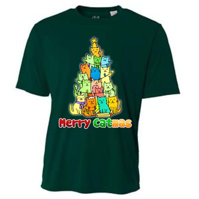 Christmas Merry Catmas Tree Cooling Performance Crew T-Shirt