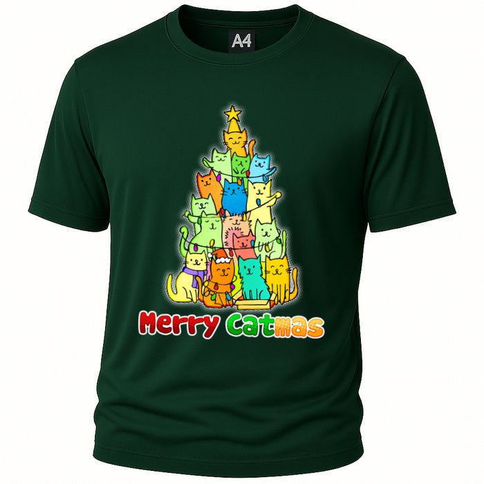 Christmas Merry Catmas Tree Cooling Performance Crew T-Shirt