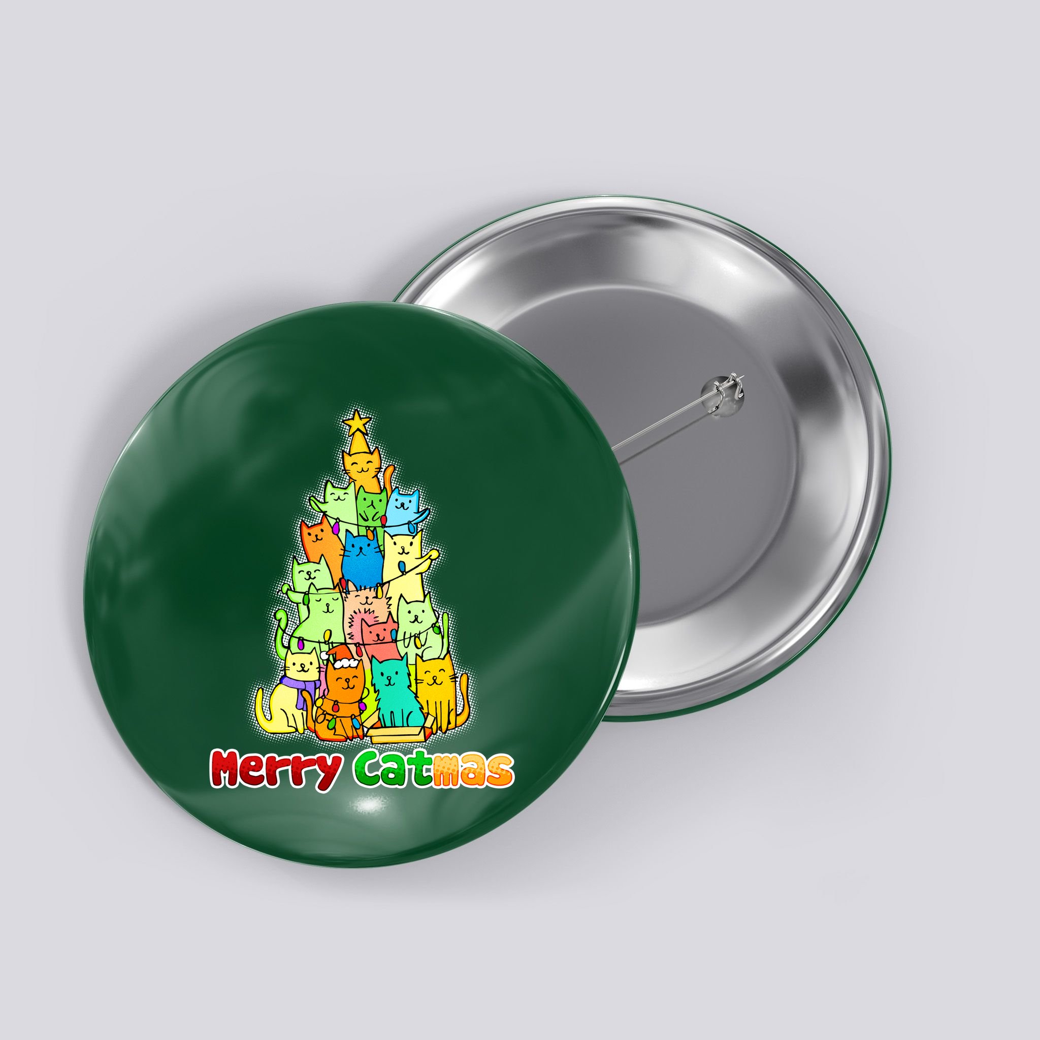 Christmas Merry Catmas Tree Button