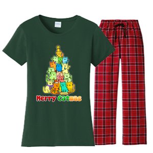 Christmas Merry Catmas Tree Women's Flannel Pajama Set