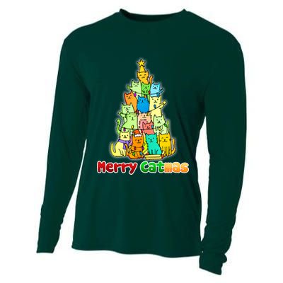Christmas Merry Catmas Tree Cooling Performance Long Sleeve Crew