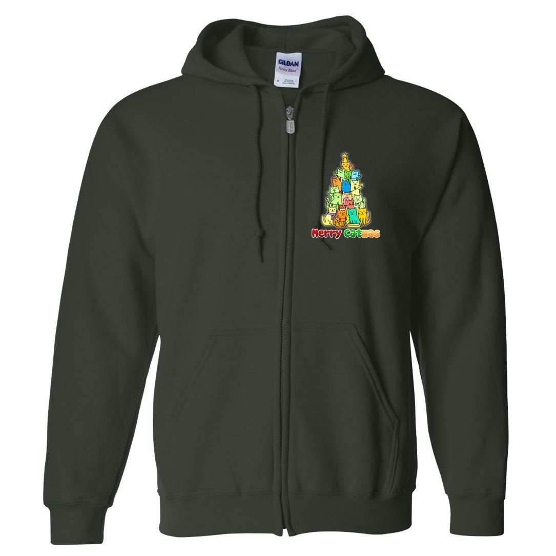 Christmas Merry Catmas Tree Full Zip Hoodie