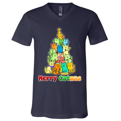 Christmas Merry Catmas Tree V-Neck T-Shirt