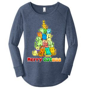 Christmas Merry Catmas Tree Women's Perfect Tri Tunic Long Sleeve Shirt