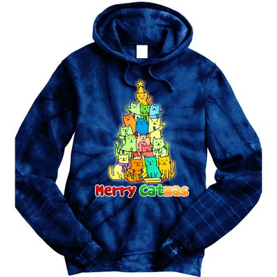 Christmas Merry Catmas Tree Tie Dye Hoodie