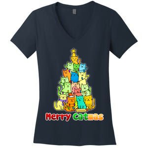 Christmas Merry Catmas Tree Women's V-Neck T-Shirt