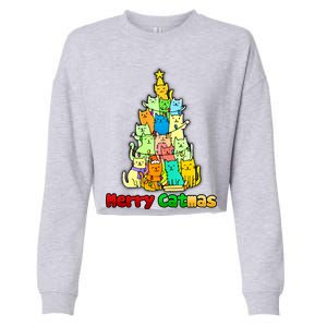 Christmas Merry Catmas Tree Cropped Pullover Crew