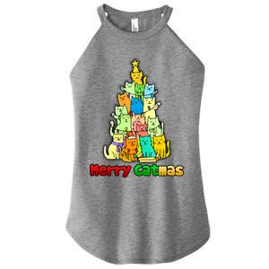 Christmas Merry Catmas Tree Women's Perfect Tri Rocker Tank