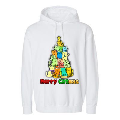 Christmas Merry Catmas Tree Garment-Dyed Fleece Hoodie