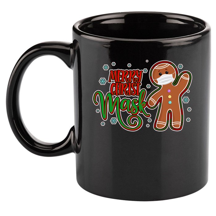 Christmas Merry Christ-Mask Gingerbread Man 11oz C Handle Ceramic Mug