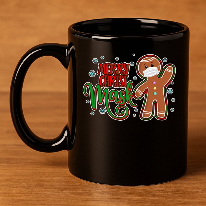 Christmas Merry Christ-Mask Gingerbread Man 11oz C Handle Ceramic Mug