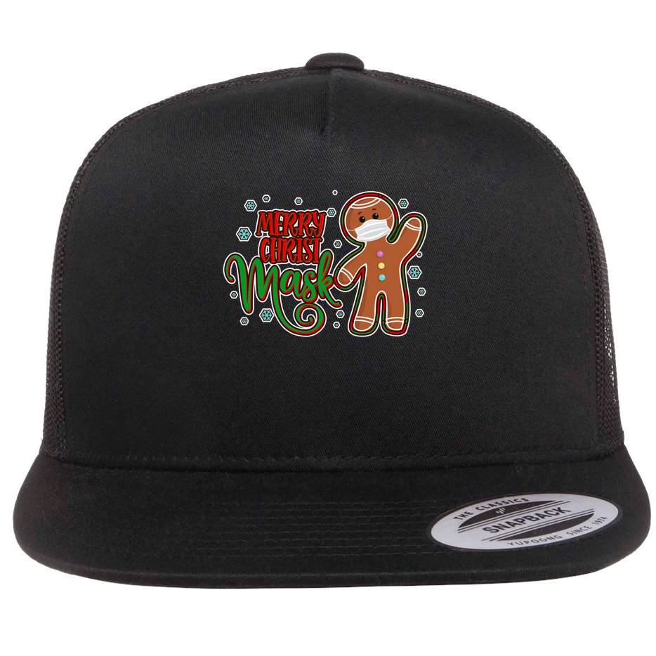 Christmas Merry Christ-Mask Gingerbread Man Flat Bill Trucker Hat