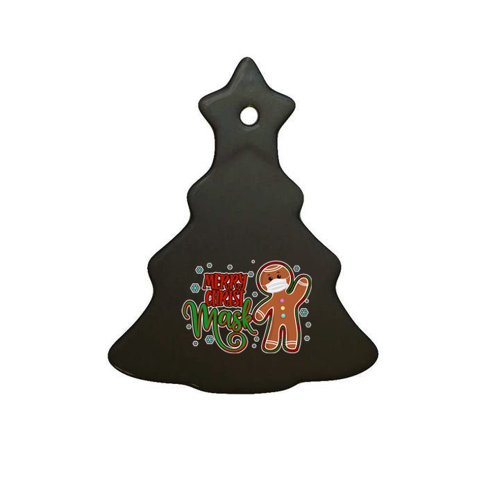 Christmas Merry Christ-Mask Gingerbread Man Ceramic Tree Ornament